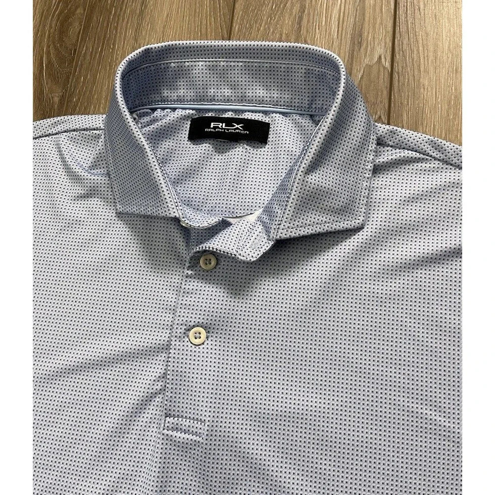 RLX RALPH LAUREN Golf Polo Shirt Mens XL Blue Dot S/S Performance Super Soft